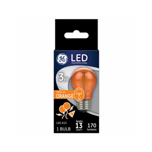 LED Party Light Bulb, A15, Orange, Soft White, 100 Lumens, 3-Watt