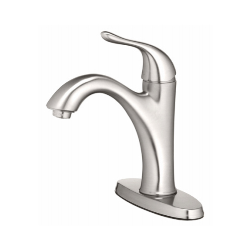 HomePointe 242095 Lavatory Faucet With Plastic Pop-Up, Single Lever, Brushed Nickel