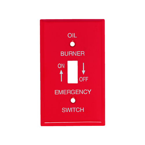 Emergency Oil Burner Wall Plate, 1-Gang, Single-Toggle, Red