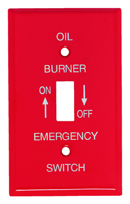 MULBERRY METALS 41001 Emergency Oil Burner Wall Plate, 1-Gang, Single-Toggle, Red