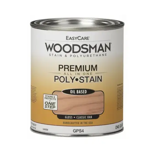 Woodsman Stain & Polyurethane In One, Oil-Base Gloss, Classic Oak, Qt.