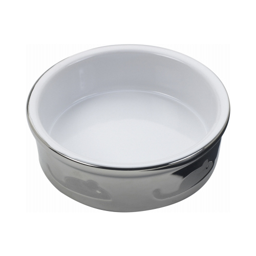 Ceramic Cat Dish, Titanium Color, 5-In.