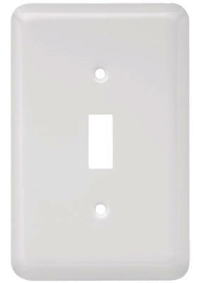 Liberty Hardware W10245-W-U Toggle Wall Plate, 1-Gang, Stamped, Round, White Steel