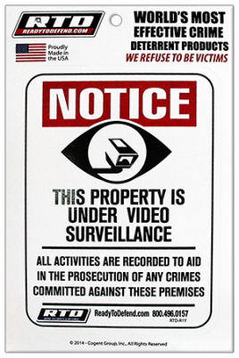 COGENT GROUP INC RTD-R1Y Video Surveillance Home Security Window Decal White Vinyl, 4 x 5-In.