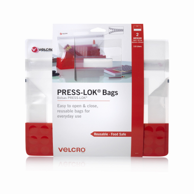 VELCRO USA INC CONSUMER PDTS 95177 Press-Lok Bags, Medium, Red  pair