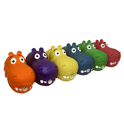 MULTIPET INTERNATIONAL 61012 Hippo Latex Dog Toy, Assorted, 8-In.