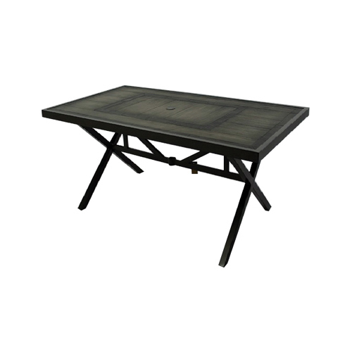 Canmore Patio Dining Table, Faux Wood Top, Steel Frame, 40 x 72-In.