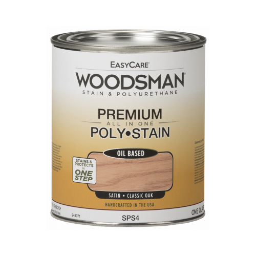 Woodsman Stain & Polyurethane In One, Oil-Base Satin, Classic Oak, Qt.