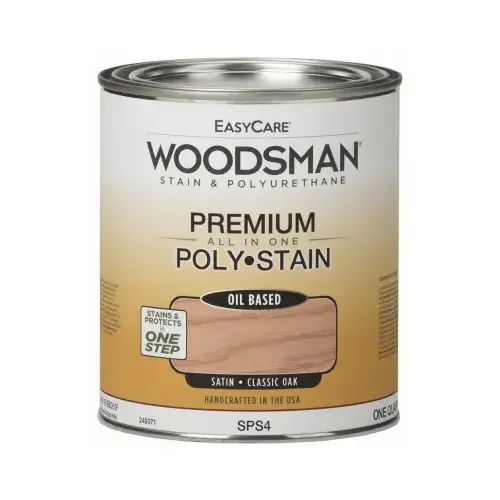 Woodsman Stain & Polyurethane In One, Oil-Base Satin, Classic Oak, Qt.