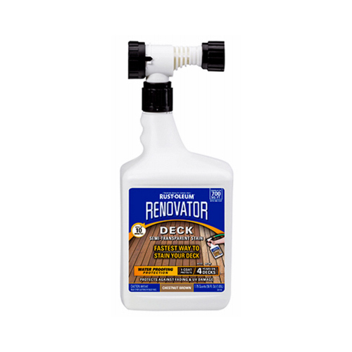 Rust-Oleum 332890 Renovator Deck Stain, Semi-Transparent, Hose Mount, Chestnut Brown, 56-oz.