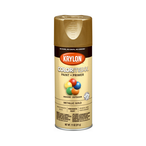 KRYLON K05588007 COLORmaxx Spray Paint, Metallic, Gold, 12 oz, Aerosol Can