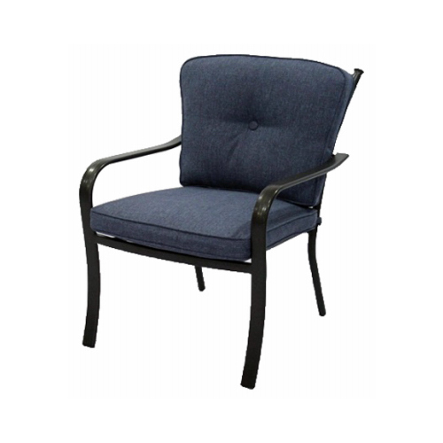 Beaumont Cushioned Patio Dining Chair, Denim Olefin/Espresso Aluminum Frame