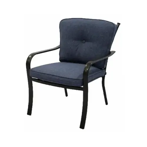 Beaumont Cushioned Patio Dining Chair, Denim Olefin/Espresso Aluminum Frame