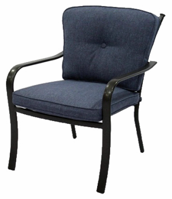 Four Seasons Courtyard ABE02500H60 Beaumont Cushioned Patio Dining Chair, Denim Olefin/Espresso Aluminum Frame