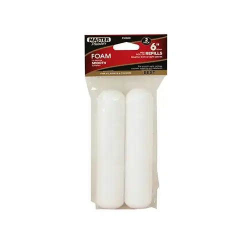 Paint Roller Cover Refill, High-Density Foam, 6.5-In Pair