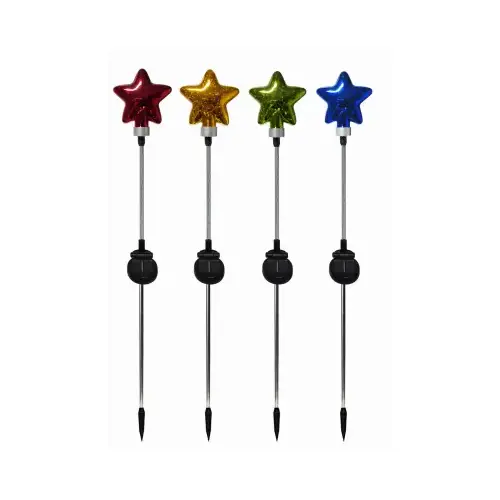 LED Solar Stake Light, Glass Star, Assorted Colors