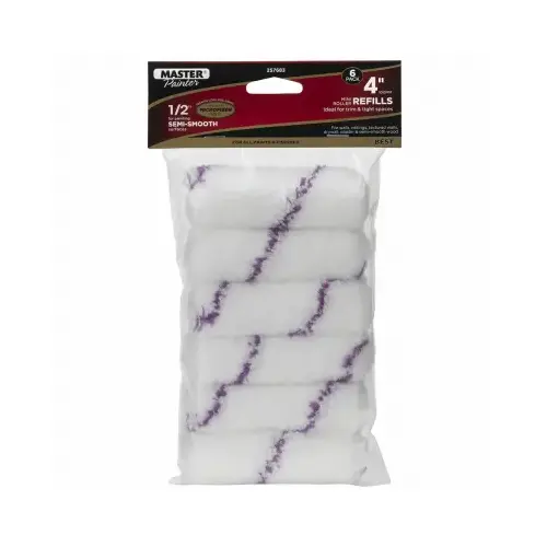 TRUE VALUE APPLICATORS 60198TV Microfiber Mini Paint Roller Cover, 4 x 1/2-In. Nap - pack of 6