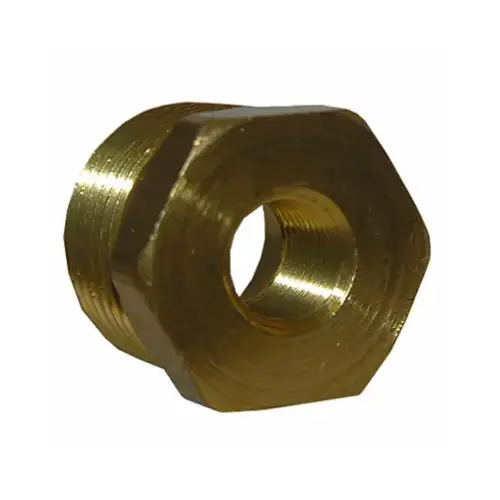 Pipe Fitting, Reducing Hex Bushing, Lead-Free Brass, 1/2 Male x 1/4-In. FPT