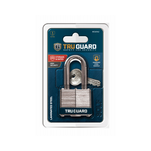 Tru-Guard 1803DLFTG Keyed Padlock, Long-Shackle, Laminated, 1.5-In.