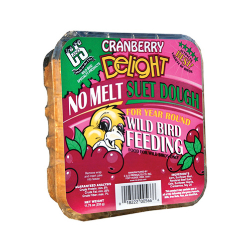 C&S Products 12566 Wild Bird Suet Dough Cake, Cranberry Delight, 11.75-oz.