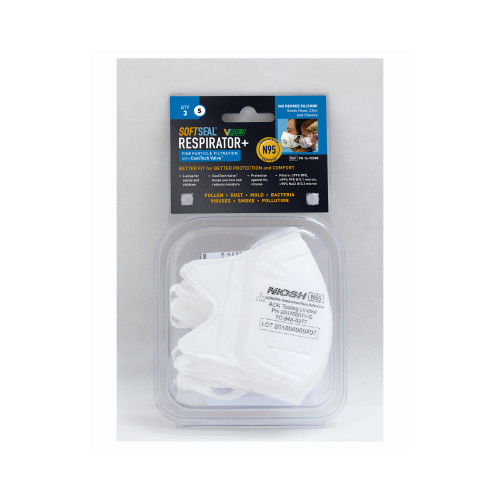 SoftSeal 16-90088 N95 Valved Safety Mask, S  pack of 3