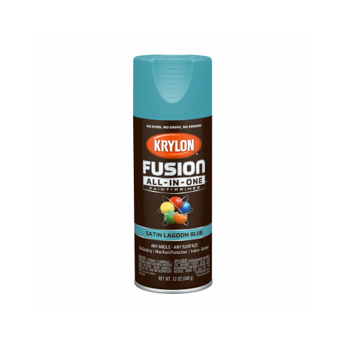 KRYLON DIVERSIFIED BRANDS K02741007 Fusion All-In-One Spray Paint + Primer, Satin Lagoon Blue, 12-oz.