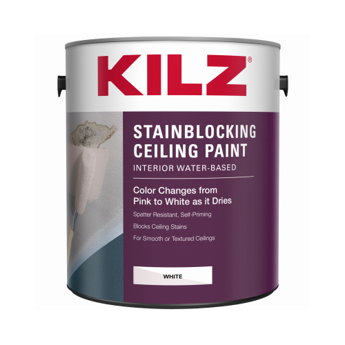 KILZ 68041 Stainblocking Ceiling Paint, White, 1 gal Can