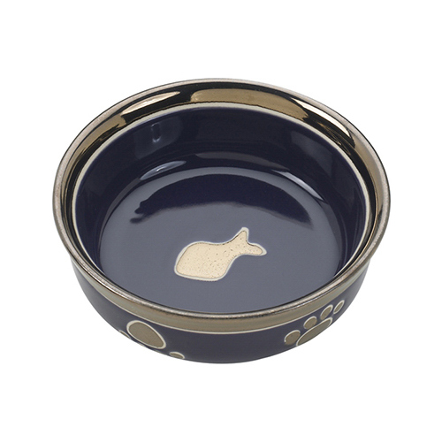 Cat Dish, Black Ceramic, 5-In.