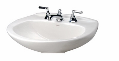 MANSFIELD PLUMBING PRODUCTS 292-4 Alto IV Lavatory Pedestal Sink Basin, White, 20-1/2 x 12-3/8-In.