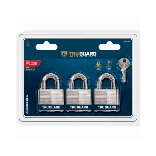 Tru-Guard 1803TRITG Keyed-Alike Padlocks, 1.5-In - pack of 3