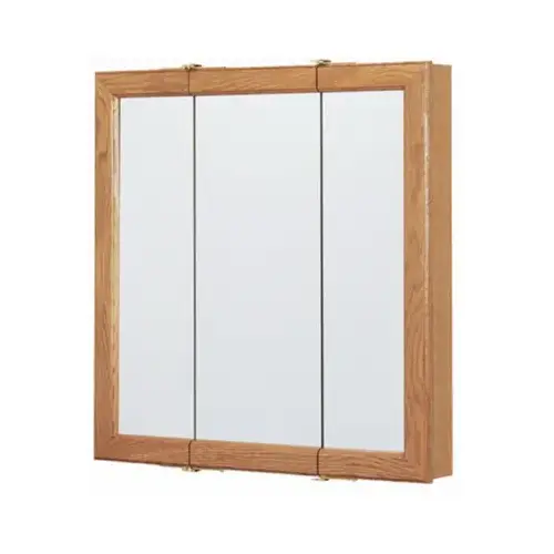 RSI HOME PRODUCTS CB00624-1 Medicine Cabinet, Surface Mount, Tri-View Mirror, Oak Frame, 24W x 4.44D x 24H-In.