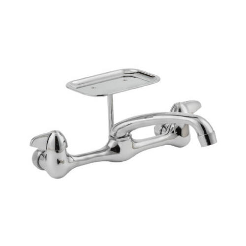 HomePointe 240561 Wall-Mount Kitchen Faucet, 2 Handles, Chrome Plated