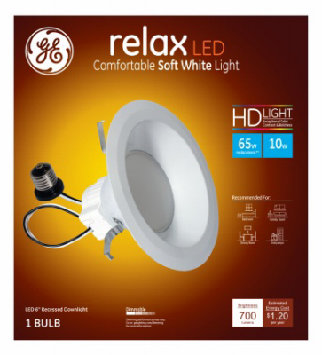 GE Lighting 68578 Relax HD LED Recessed Lighting Bulb, Soft White, 700 Lumens, 10-Watts