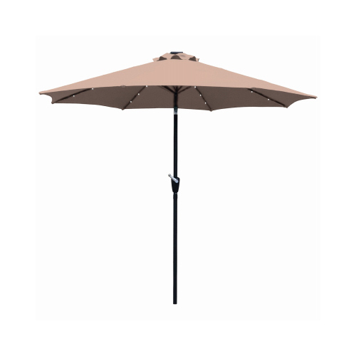 J&J GLOBAL LLC 851001 Market Umbrella With LED Lights, Beige, 9-Ft.
