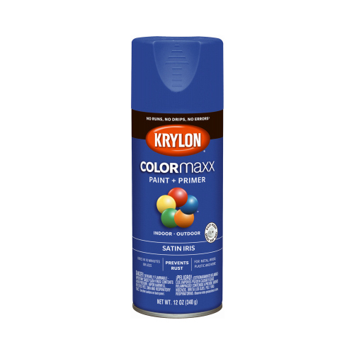 KRYLON K05564007 COLORmaxx Spray Paint, Satin, Iris, 12 oz, Aerosol Can