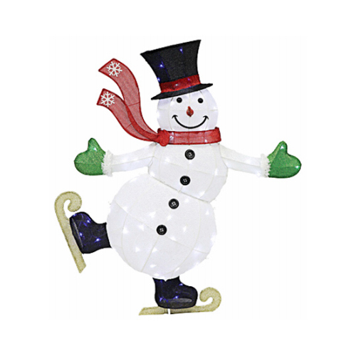 LED Christmas Outdoor Decoration, Skating Snowman, 54-In.