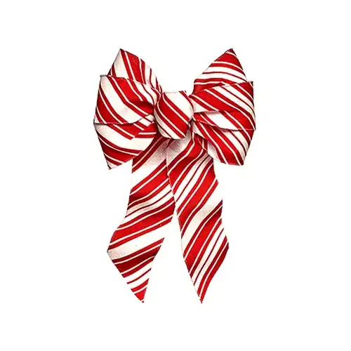 Deluxe Christmas Bow, Red & White Stripe, 8.5 x 14-In.