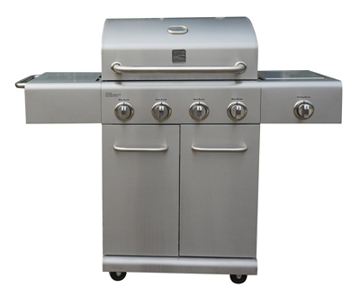 PERMASTEEL INC PG-40405SOLA LP Gas Grill, 4 Burners + Side Burner, 53,000-BTU, Stainless Steel