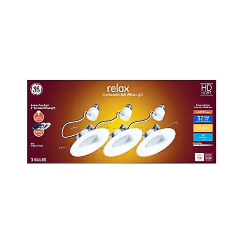 Relax HD LED Light Bulbs, Soft White, 9-Watt, 750 Lumens - pack of 3