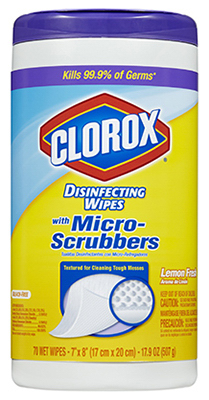 The Clorox Company 31270 Micro Scrubbers Disinfecting Wipes, Lemon Fresh, 70-Ct.