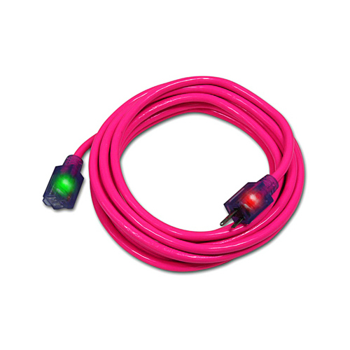 Extension Cord, Pink, 14/3, 15-Ft.