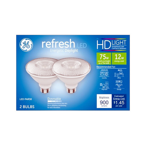 LED Light Bulbs, Daylight, Par 30, Short Neck, Diffused, 12 Watts, Medium Base Pair