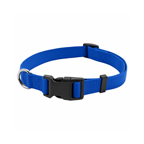Dog Collar, Adjustable, Blue Nylon, Quadlock Buckle, 1 x 18 to 26-In.