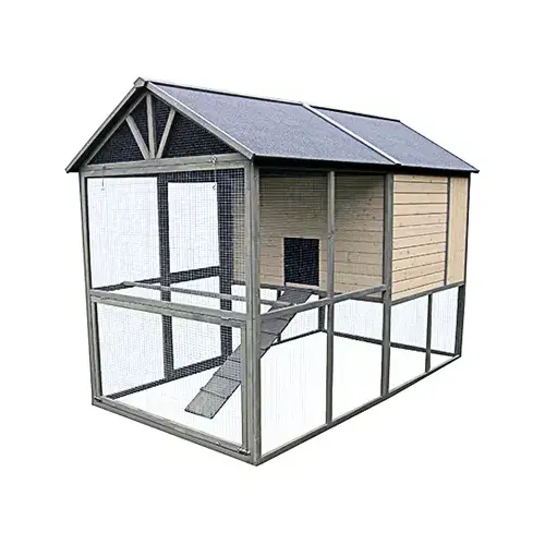 Hen Coop, Walk-In, Taupe With Chocolate Trim, 98.4 x 55.1 x 70.9-In.