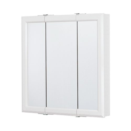 Medicine Cabinet, Surface Mount, Tri-View Mirror, White Frame, 24W x 4.44D x 24H-In.