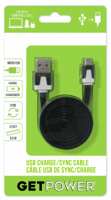 GetPower GP-USB-M USB Charging and Sync Cable, 3 ft L