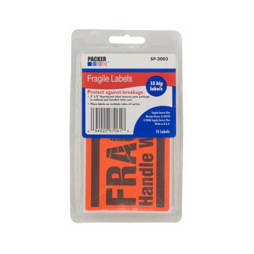Fragile Stickers, 3 x 5-In., 25-Ct. - pack of 6