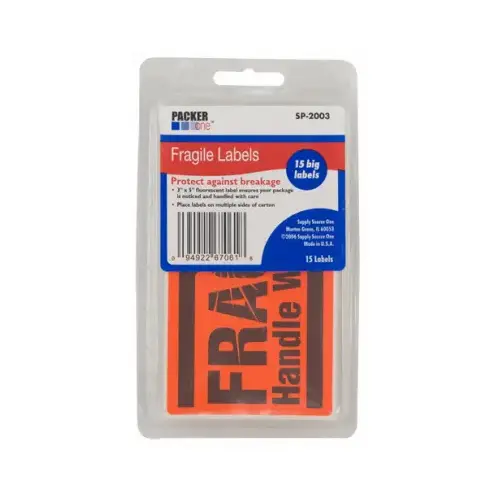 SCHWARZ SUPPLY SOURCE SP-2003-XCP6 Fragile Stickers, 3 x 5-In., 25-Ct. - pack of 6