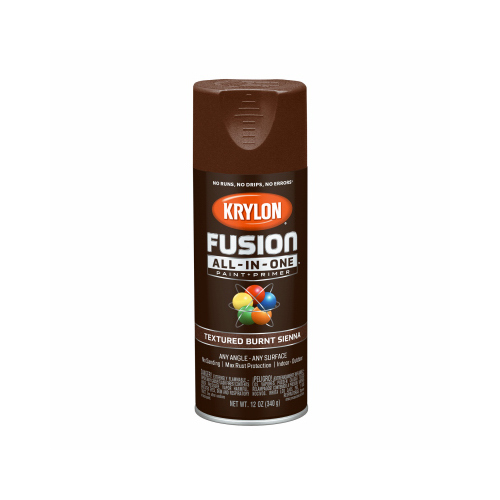 Fusion Primer and Spray Paint, Textured, Burnt Sienna, 12 oz, Aerosol Can