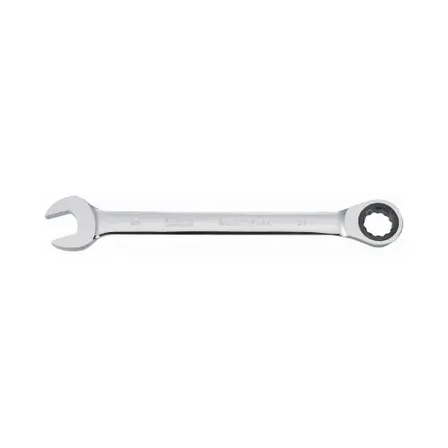 Combination Wrench, Metric, 21 mm Head, 11-7/32 in L, Chrome, Comfort-Grip Handle